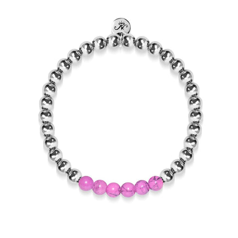 Heureux | Argent | Violet Turquoise | Bracelet d'expression de pierres précieuses